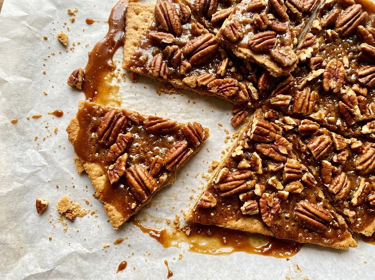 Pecan Pie Bark golden pecan topping