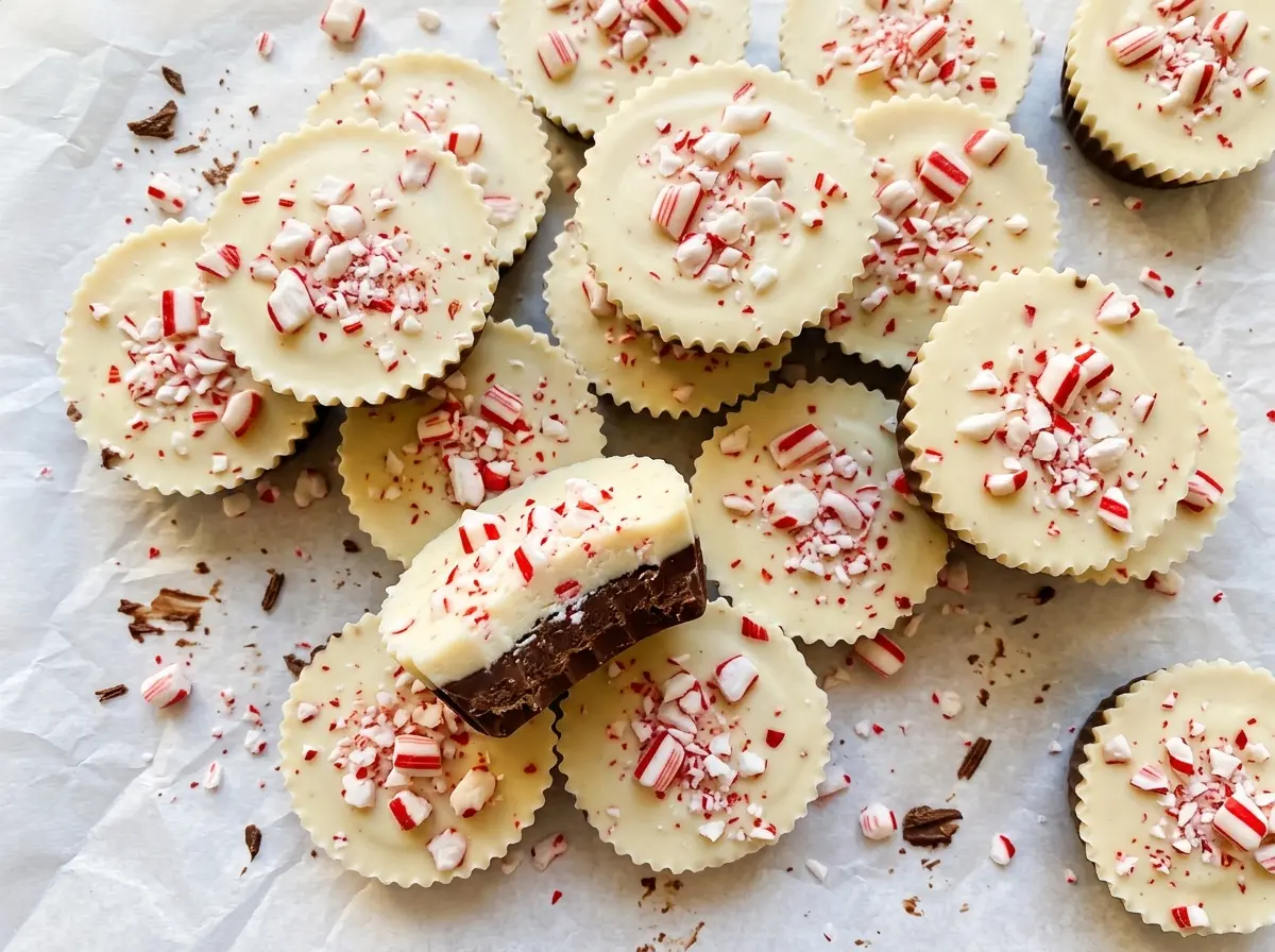 Peppermint Bark Cups layered chocolate candy