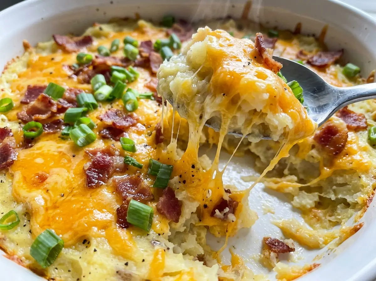 Pioneer Woman Twice Baked Potato Casserole cheesy bacon topping