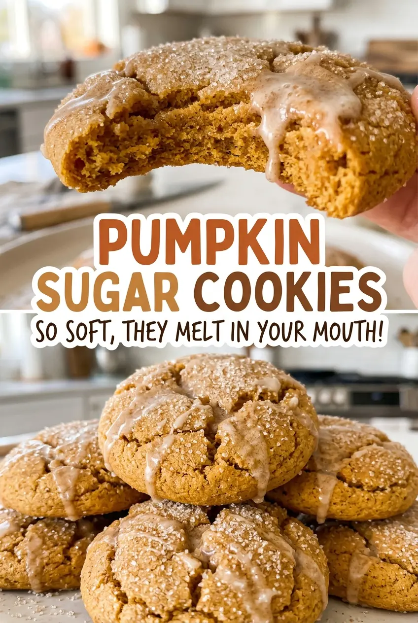 Pumpkin Sugar Cookies with soft centers