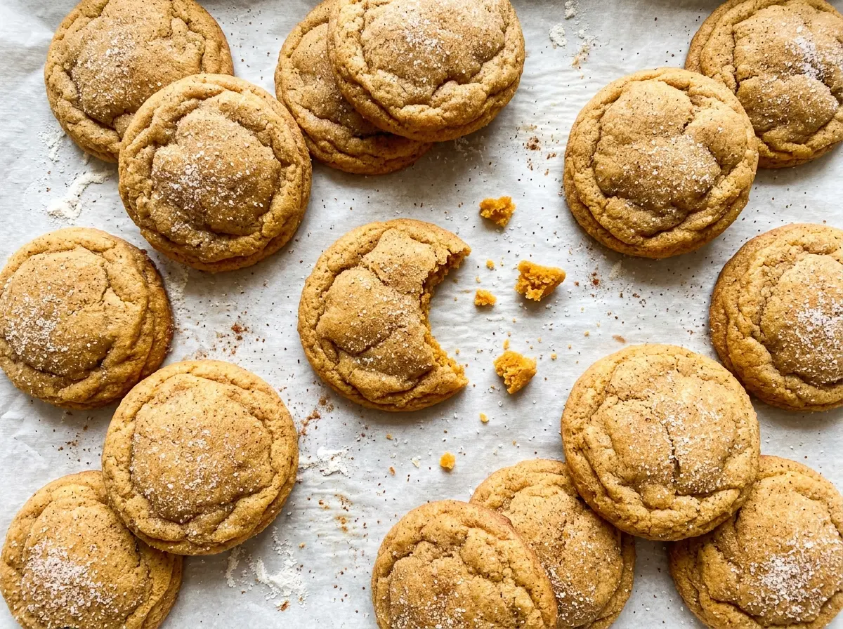 Pumpkin Sugar Cookies with golden edges