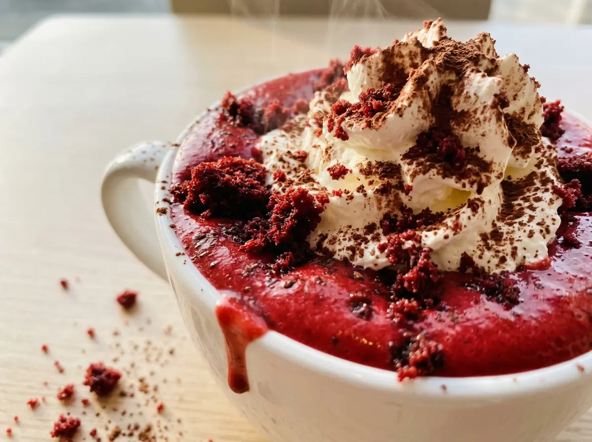 Red Velvet Hot Chocolate creamy crimson mug