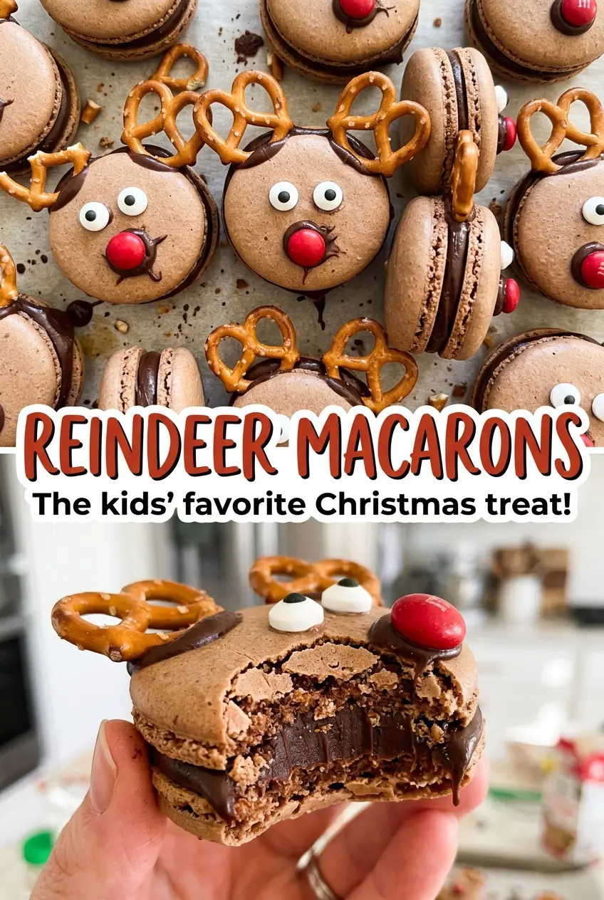 Reindeer Macarons with chocolate filling