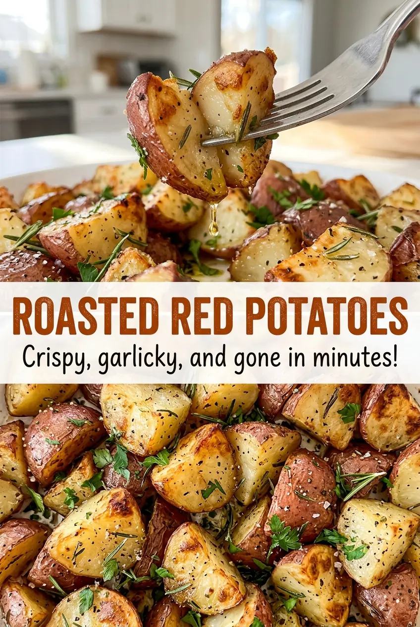 Roasted red potatoes crisp golden surfaces