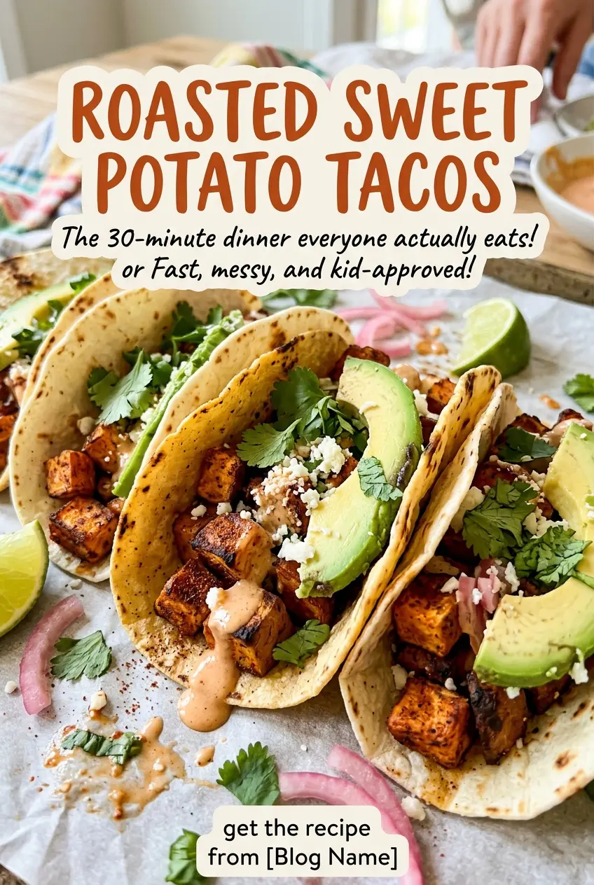 Roasted Sweet Potato Tacos with cabbage topping