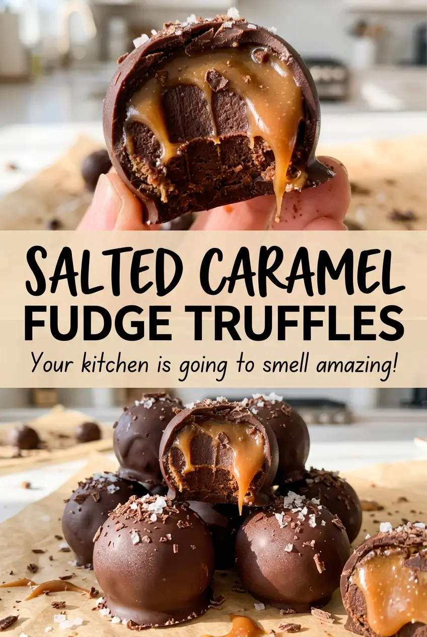 Salted Caramel Fudge Truffles glossy salted chocolate