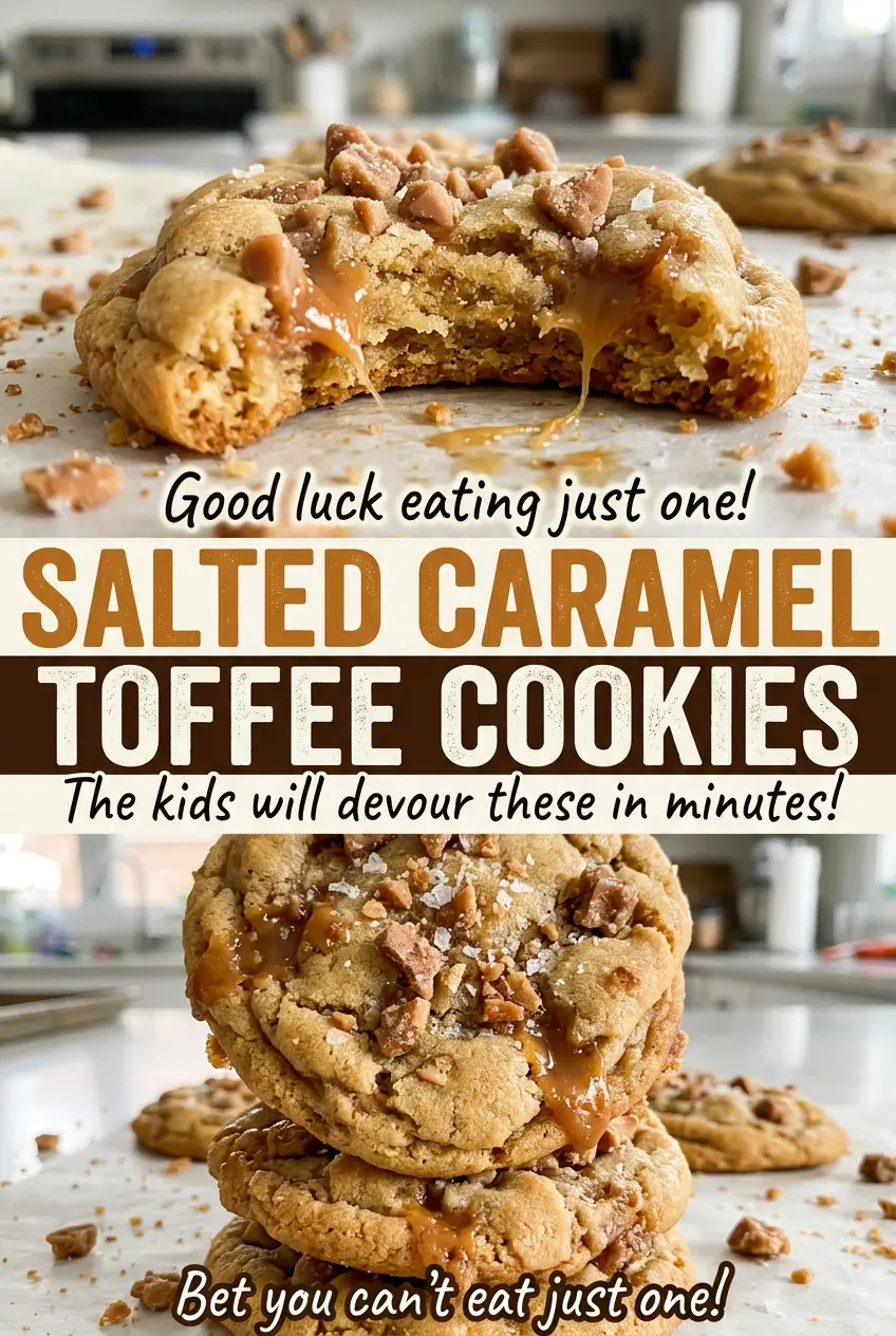 Salted Caramel Toffee Cookies caramel toffee finish