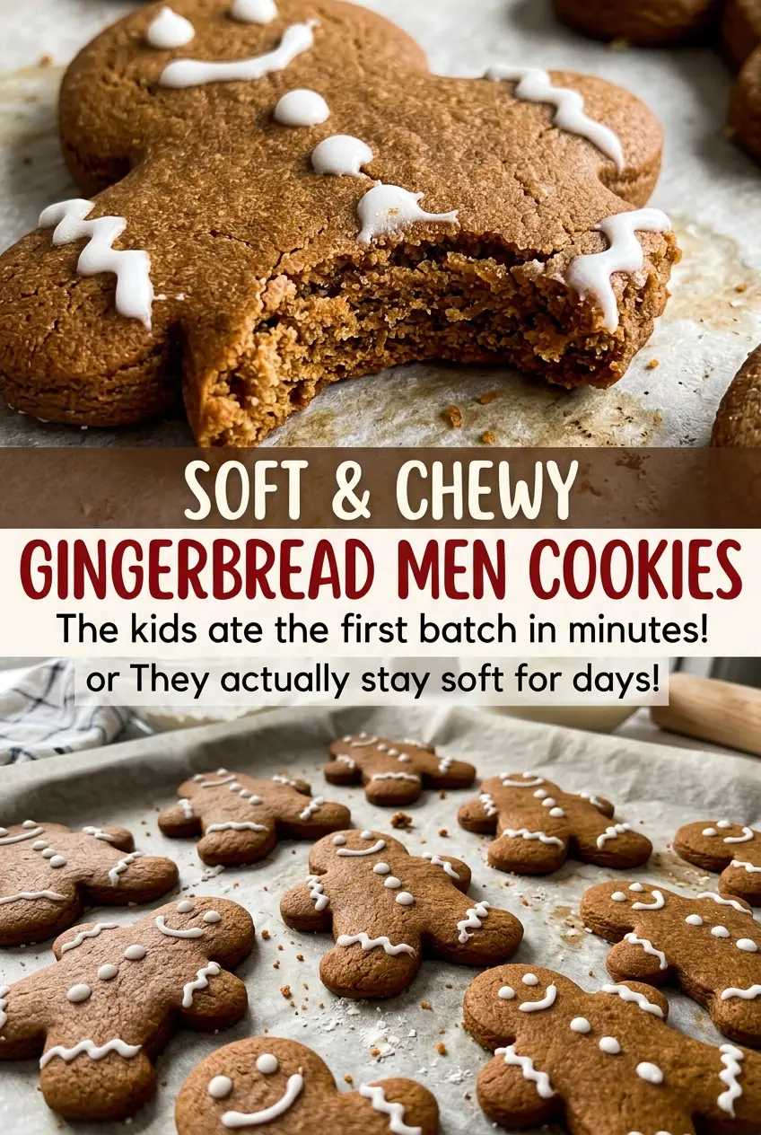 Soft and Chewy Gingerbread Men Cookies with crisp, spiced edges