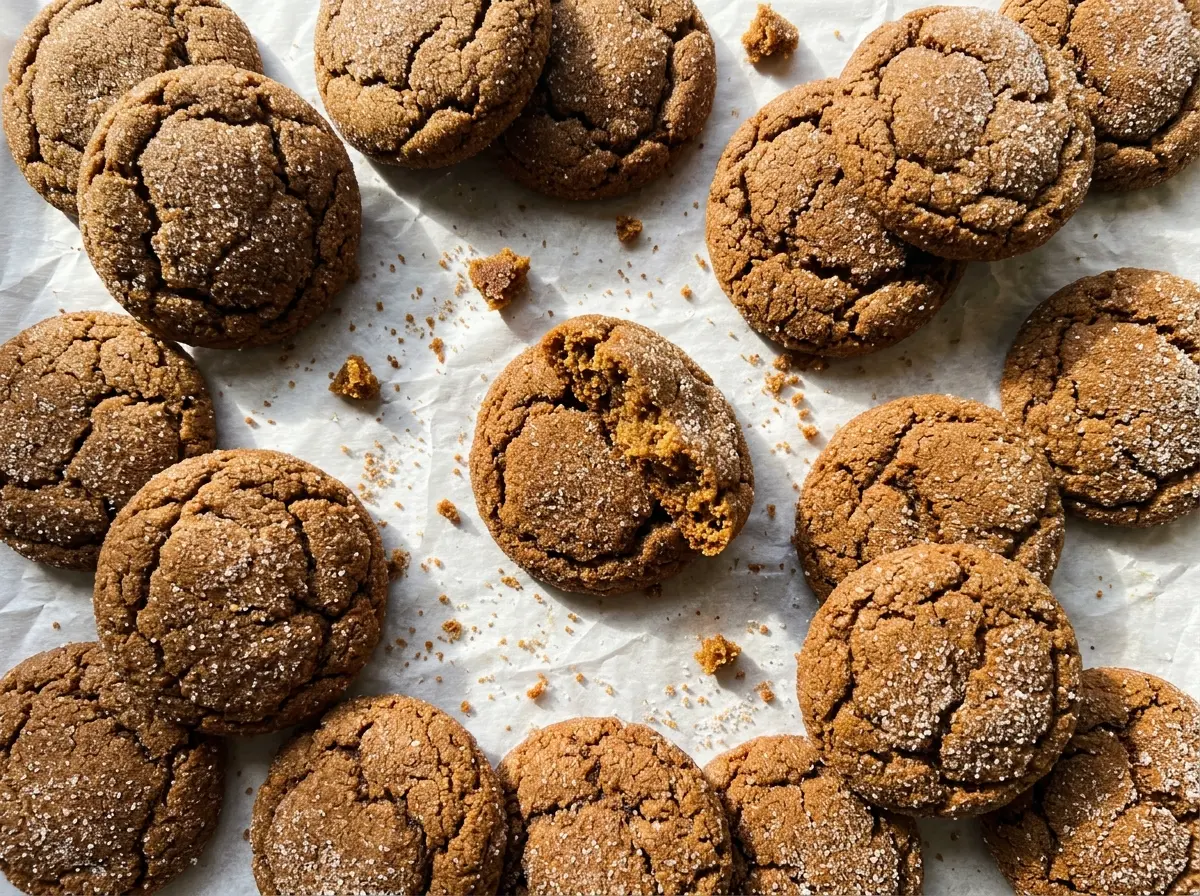 Soft and Chewy Molasses Cookies with crackled tops
