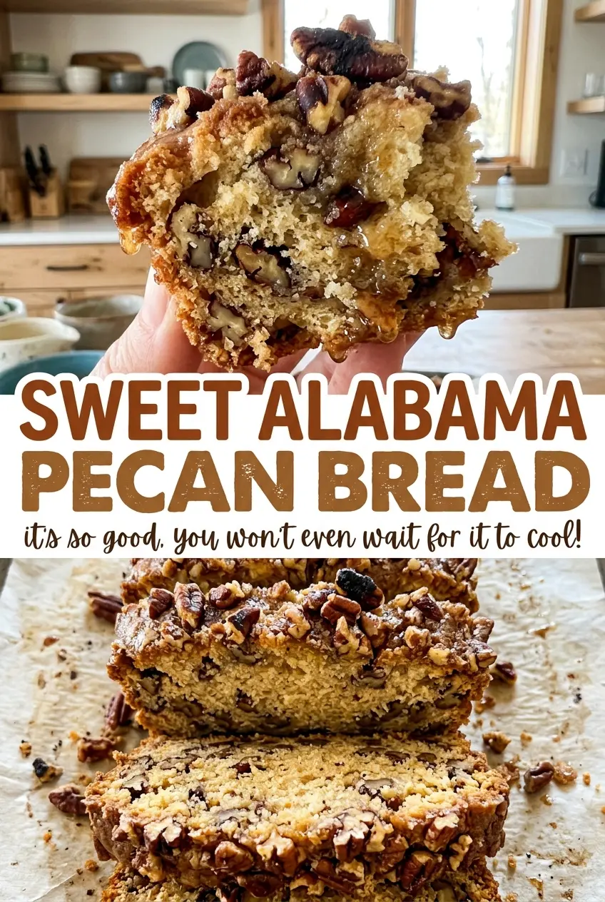 Sweet Alabama Pecan Bread golden, tender squares