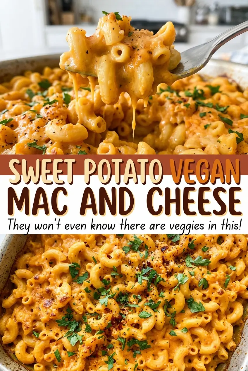 Sweet Potato Vegan Mac and Cheese creamy cashew sauce