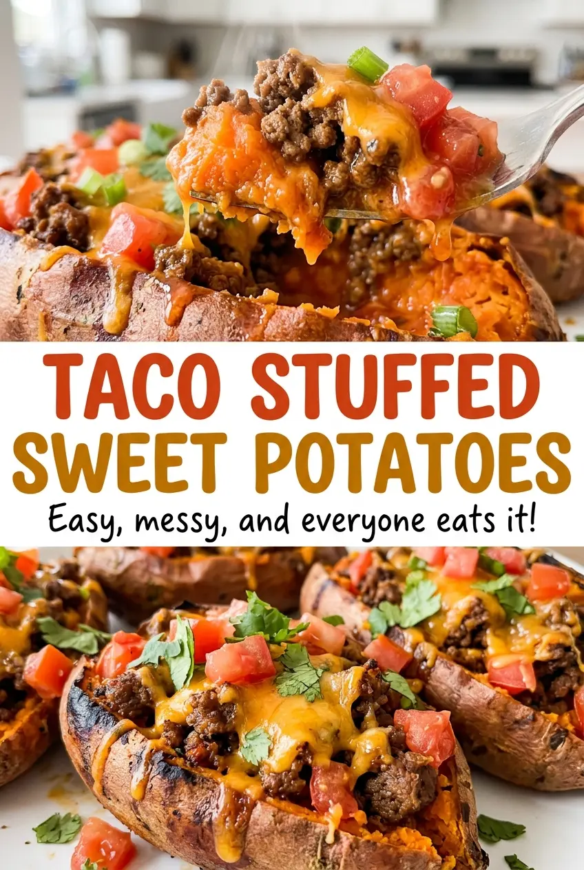 Taco Stuffed Sweet Potatoes, tender and loaded