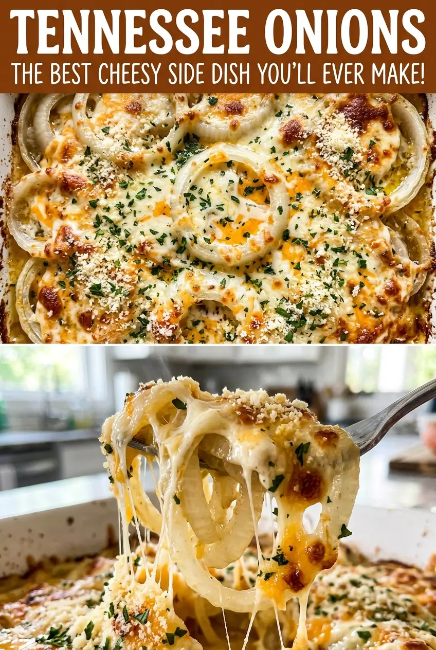 Tennessee Onions bubbling cheese topping