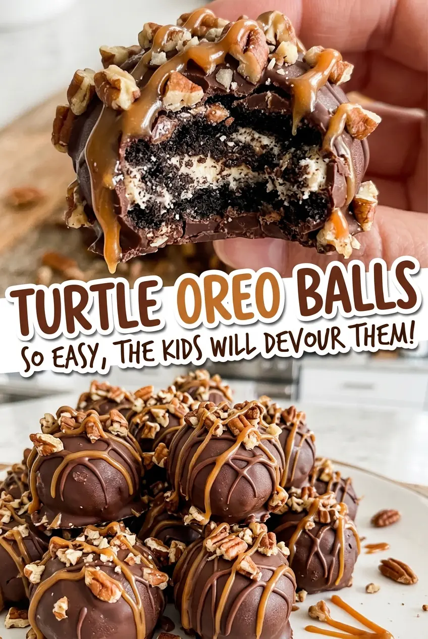 Turtle Oreo Balls chocolate caramel pecan